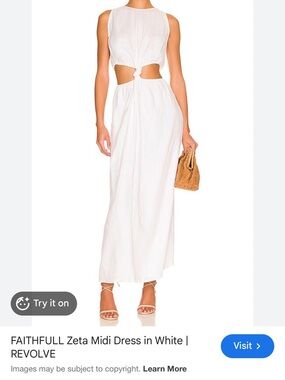 Faithfull the Brand Zeta Midi White Linen Dress